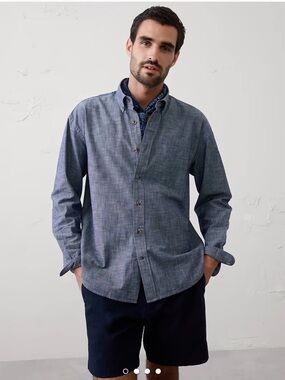 Banana Republic Men's Chambray Button-Down Shirt in Slate Blue
